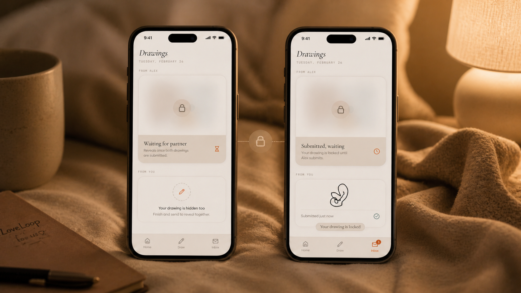 Loveloop drawing loop — the send and unlock mechanic