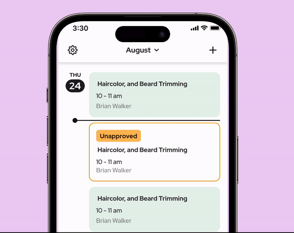 timelyAI calendar view — appointment scheduling interface