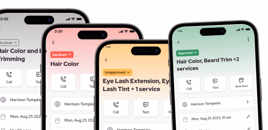 timelyAI mobile booking UI design