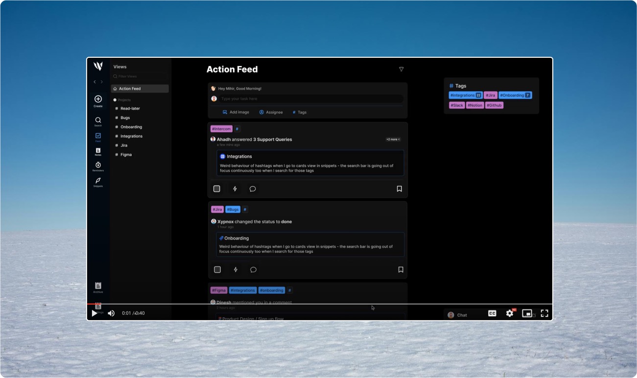 Workduck Release Notes system — in-app feature update feed