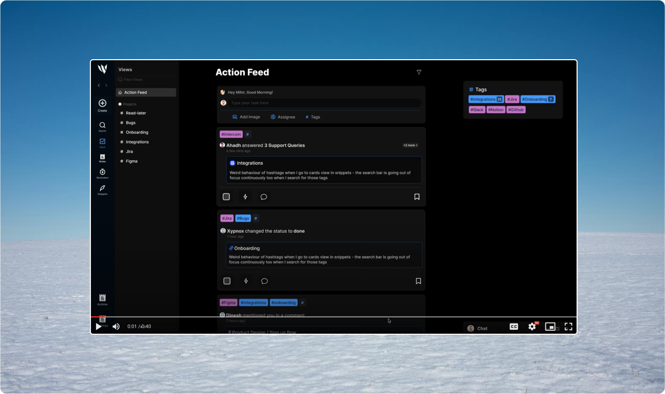 Workduck Release Notes system — in-app feature update feed