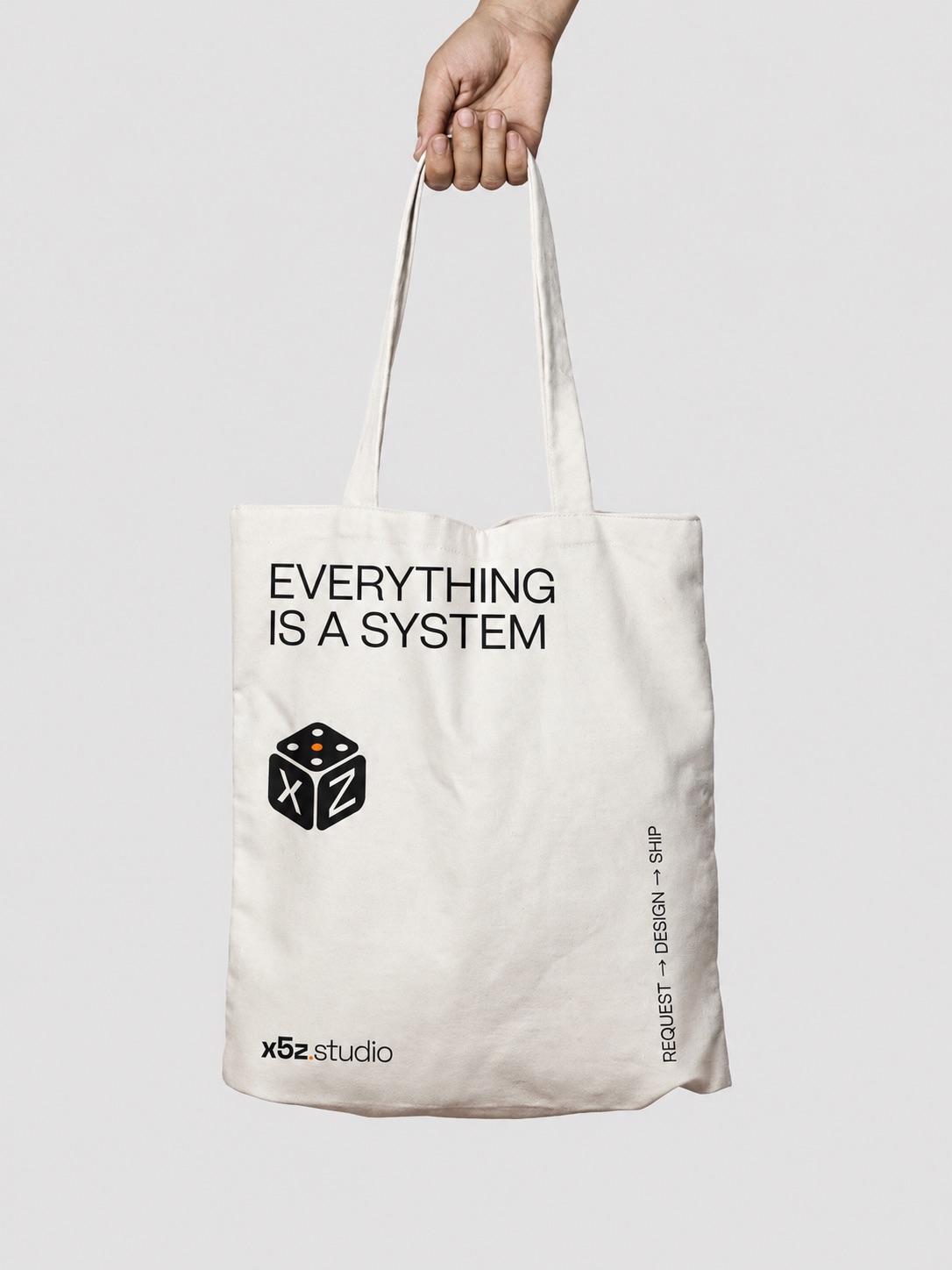 x5z studio brand mockup — logo applied across contexts