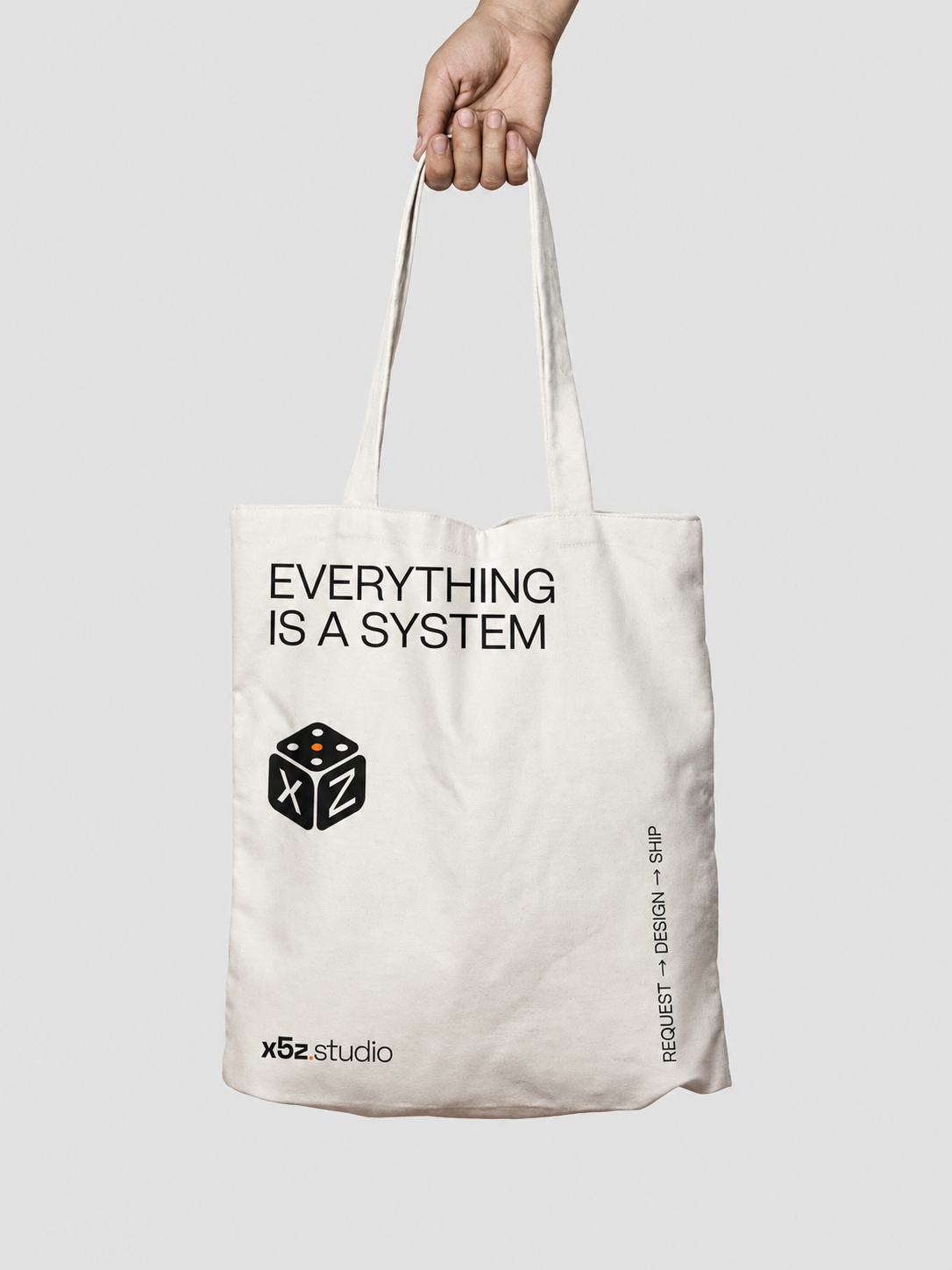 x5z studio brand mockup — logo applied across contexts
