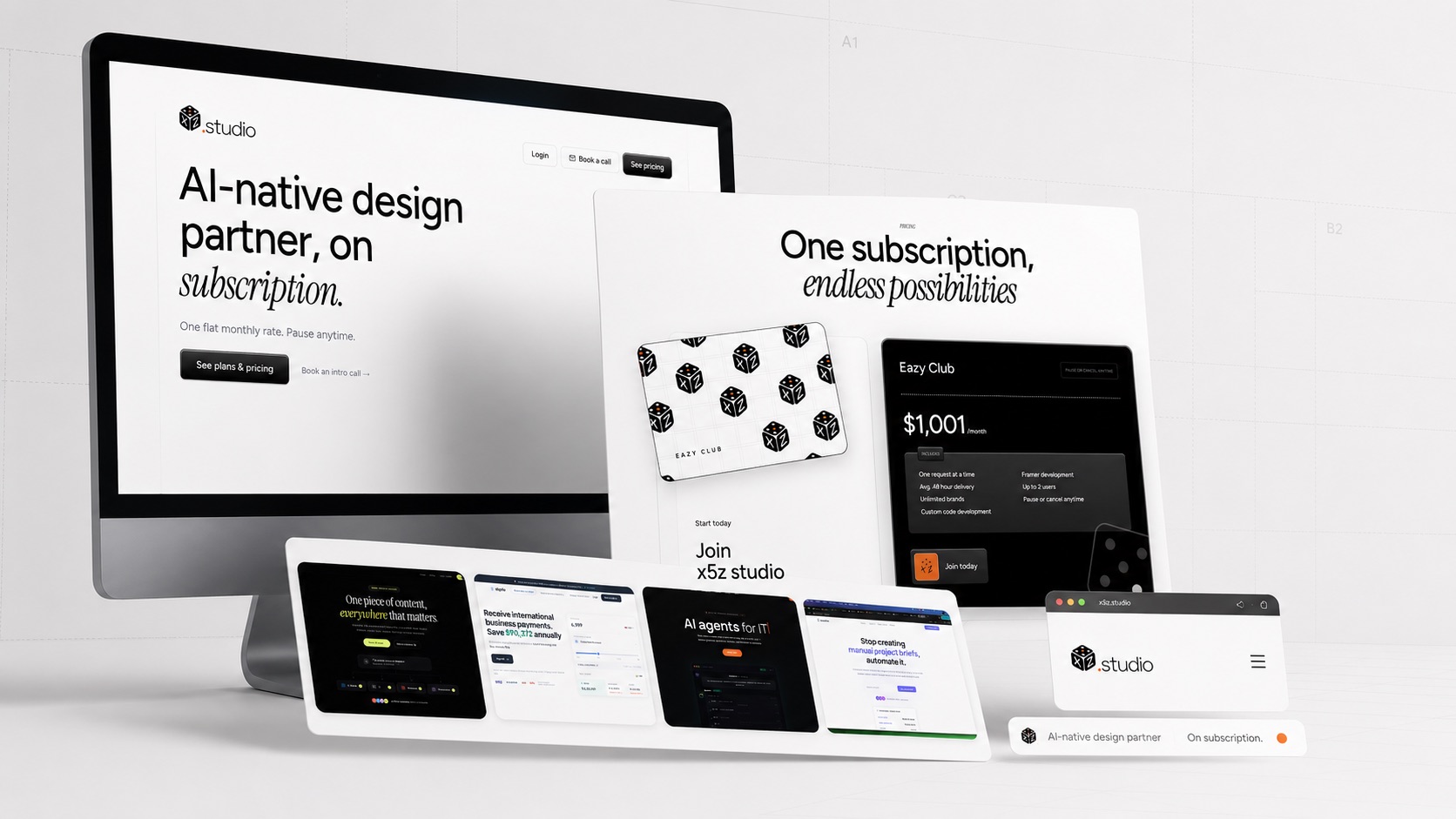 x5z studio website — landing page design