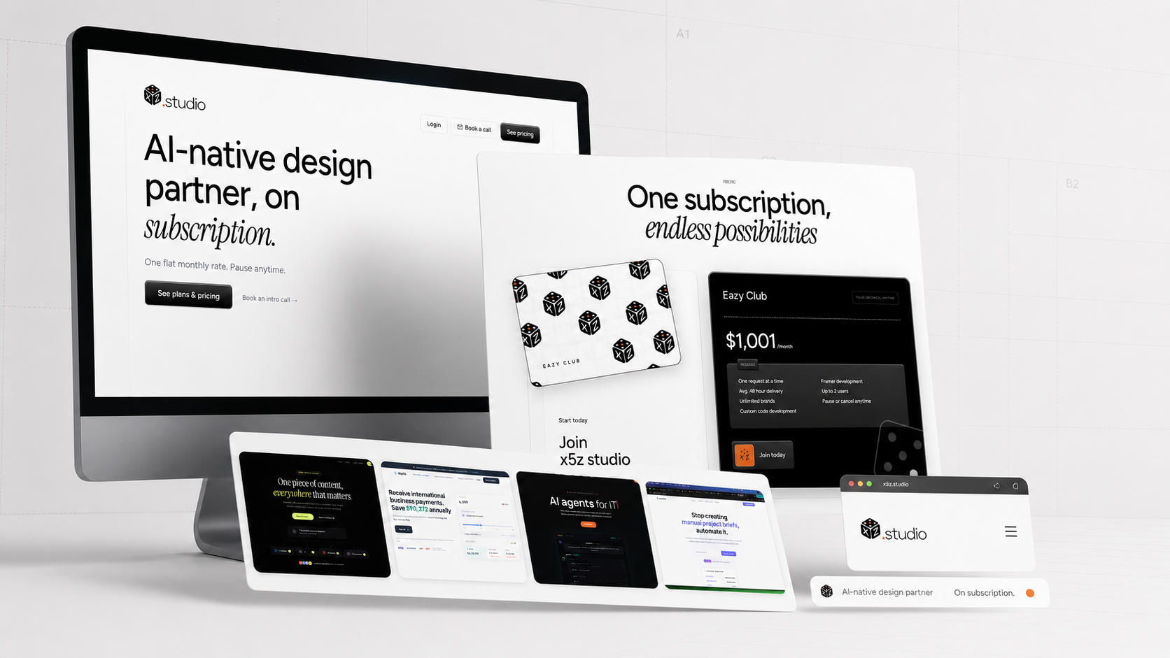 x5z studio website — landing page design